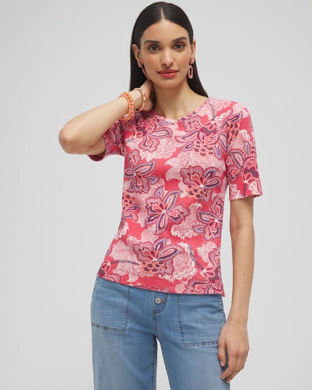 Floral Everyday Elbow Sleeve Tee - image 1